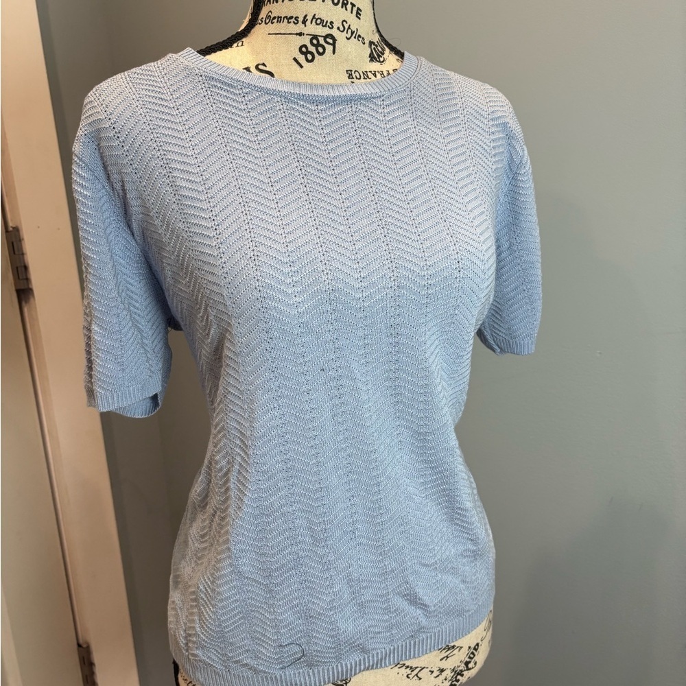Alfred Dunner Light Blue Textured Knit Top - Picture 2 of 5